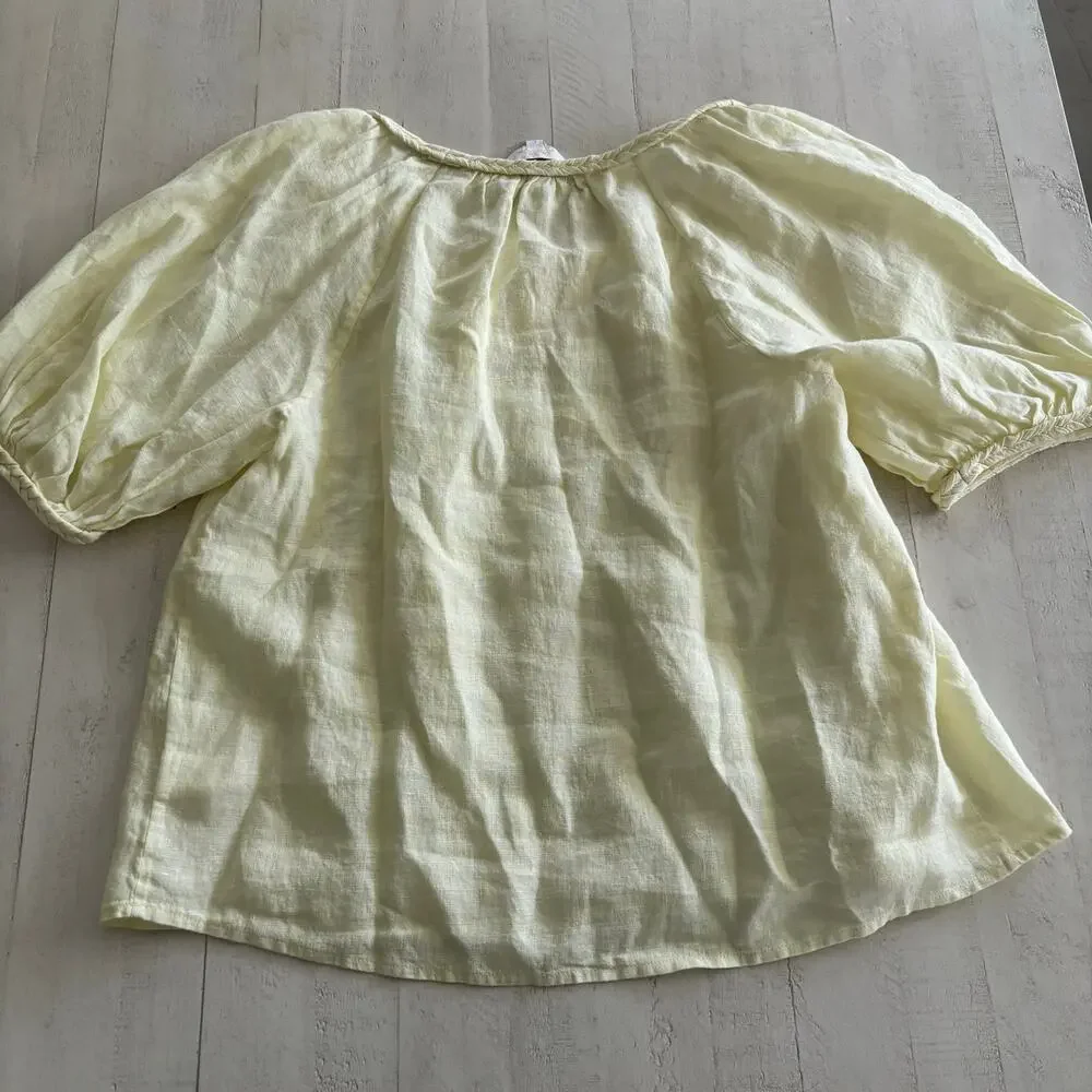 Lilly Pulitzer Calais 100% Linen Short Sleeve Top Brand New Size Large